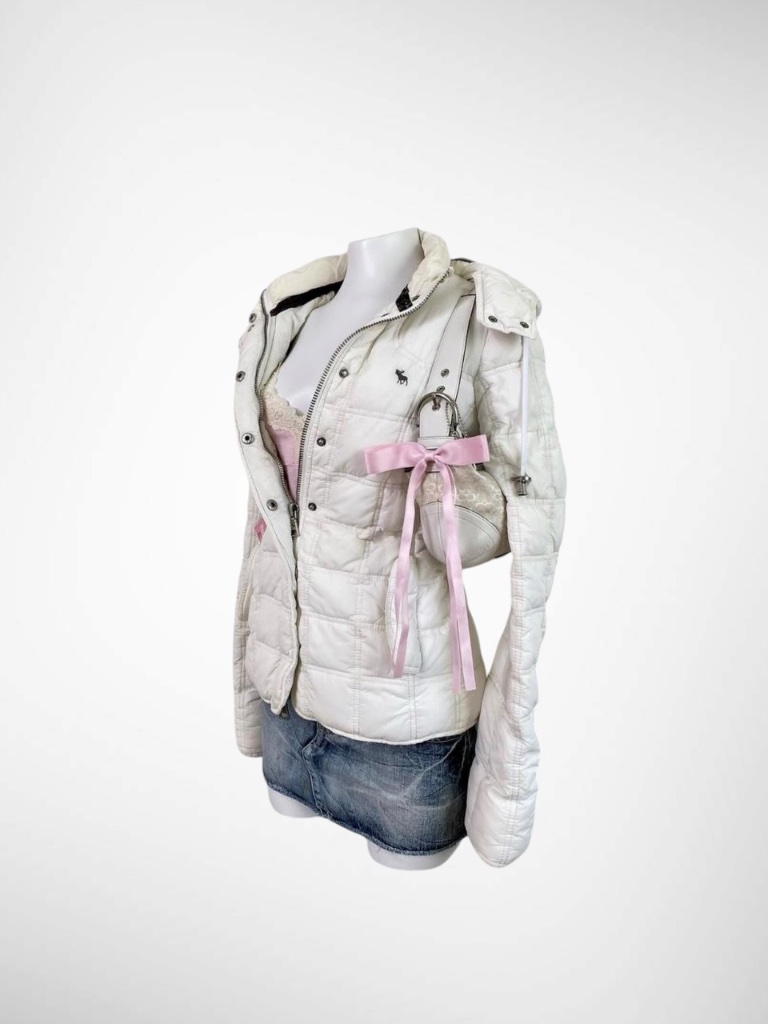 Vintage Y2k Abercrombie & Fitch White Puffer Jacket Snow Bunny